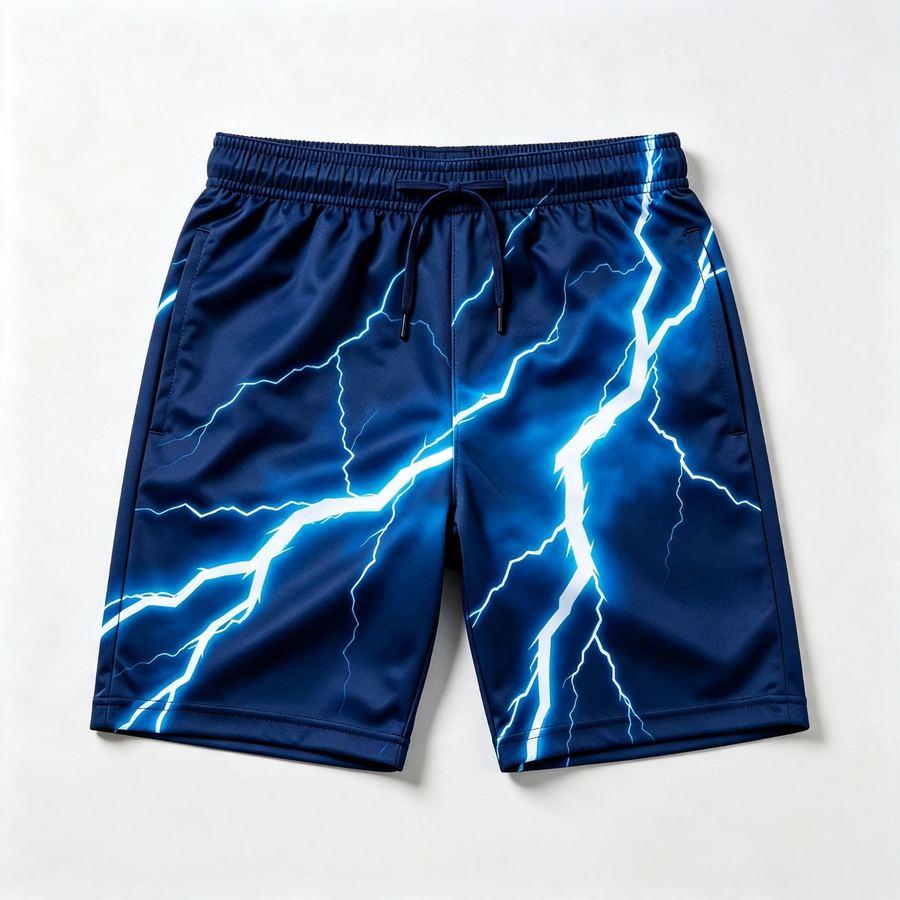Khijaali Industry Football Shorts — front view, sublimated print